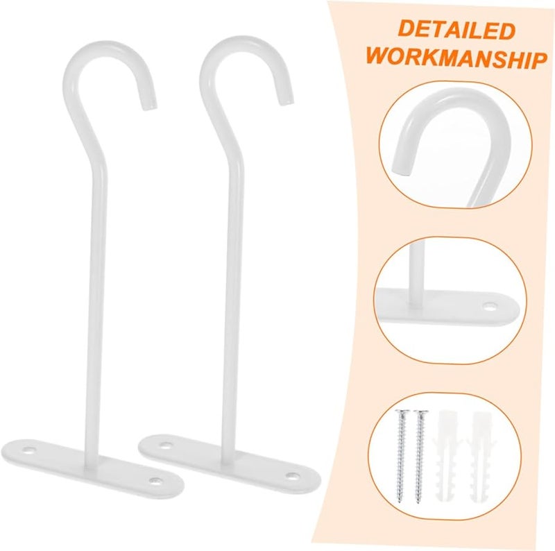 White Iron Ceiling Hooks For Hanging Plants 4pcs Indoor Outdoor Wall Mount With Screws - Image 5