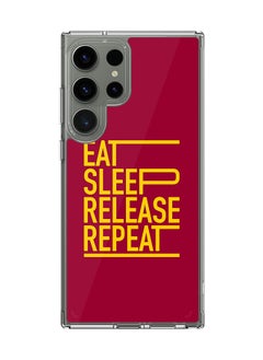 Classic Clear Case for Samsung Galaxy S25 Ultra , Hybrid Soft Case Flexible Edges TPU PC Gel Thin Transparent Cover - Eat Sleep Release Repeat