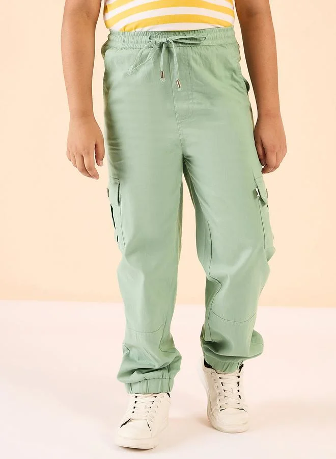 Stylo Bug Boys Green Cotton Cargo Pants