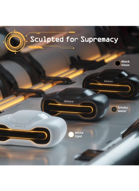 Boult Audio UFO Truly Wireless in Ear Earbuds with 48H Playtime, Built-in App Support, 45ms Low Latency Gaming, 4 Mics ENC, Breathing LEDs, 13mm Bass Drivers Ear Buds TWS, Made in India (Black Gloss)