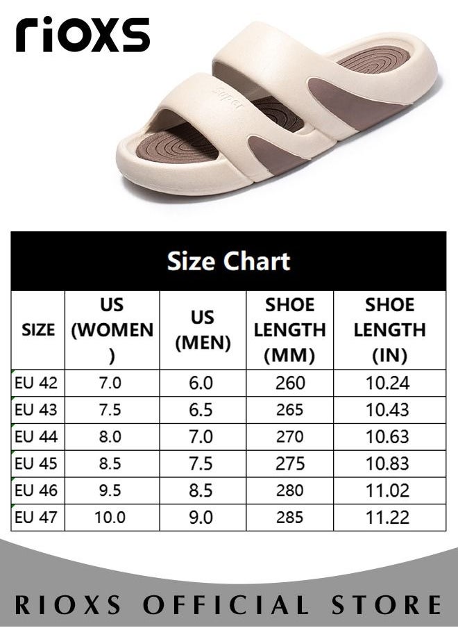 RIOXS - Men's Pillow Slippers with Thick Sole, Double Straps Shower Slippers, Classic Beach Sandals, Comfort Casual Slides for Indoor and Outdoor Wear, Easy to Clean - Image 1