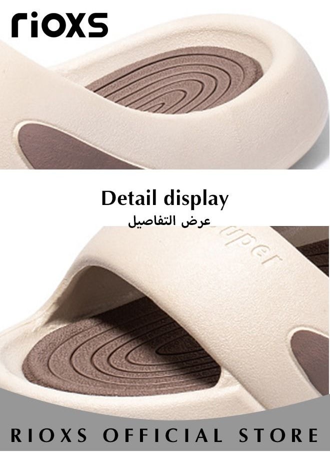 RIOXS - Men's Pillow Slippers with Thick Sole, Double Straps Shower Slippers, Classic Beach Sandals, Comfort Casual Slides for Indoor and Outdoor Wear, Easy to Clean - Image 1