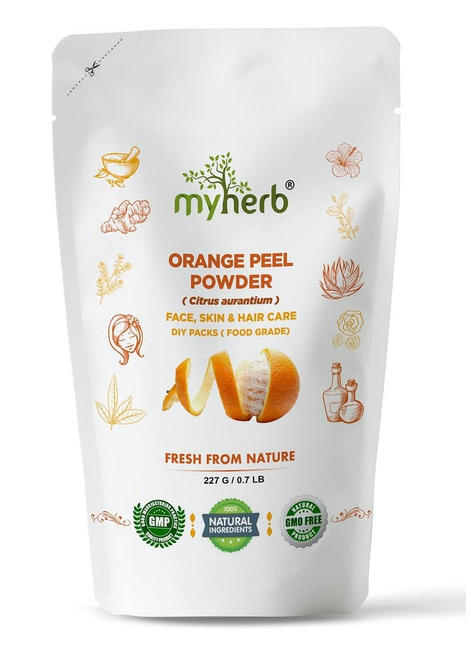 myherb 100% Pure Natural Organic Orange Peel Powder (Citrus Aurantium) || 227 Gm/0.5 Lbs || Ayurvedic Formula || Vitamic C || For Face, Skin Whitening & Hair Care || (Santra Chilka Powder)  - Image 1