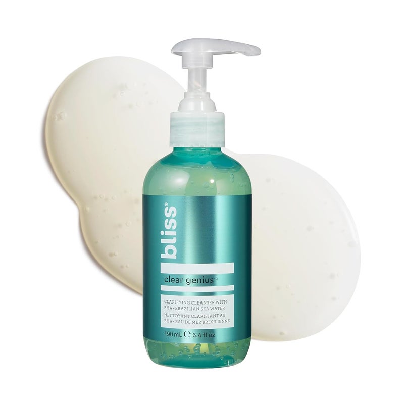 Bliss Clear Genius Clarifying Gel Cleanser 64 Fl Oz Salicylic Acid BHA to Purify Pores Remove Excess Oil Dirt NonDrying Vegan CrueltyFree Tea Tree Scent Suitable For All Skin Types