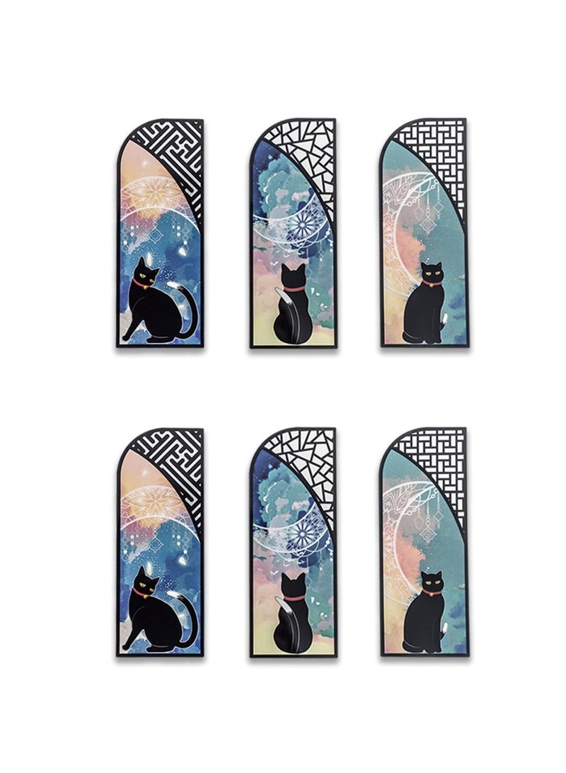 Zikra علامات مرجعية للكتب على شكل قطط، 6 قطع علامات صفحات، علامات كتب قطط سوداء لعشاق الكتب، علامات مرجعية، علامات مرجعية حيوانات لطيفة، علامات كتب بكميات كبيرة، مشابك صفحات الكتب للنساء والمعلمات والطلاب والأصدقاء - Image 1