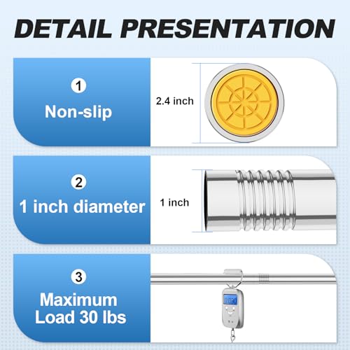 CorkLatta Chrome Shower Curtain Rod 31 to 80 Inch,1 Inch Diameter Adjustable Spring Tension Curtain Rod No Drilling Stainless Steel Telescoping Rod,No Rust - Image 3