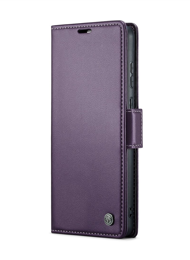 CaseMe Phone Case Luxury PU Leather Design Anti Fingerprint 023 Flip Cover Card Slot Holder Cover For Honor x9c / Honor x60 Pro (Purple) - Image 1