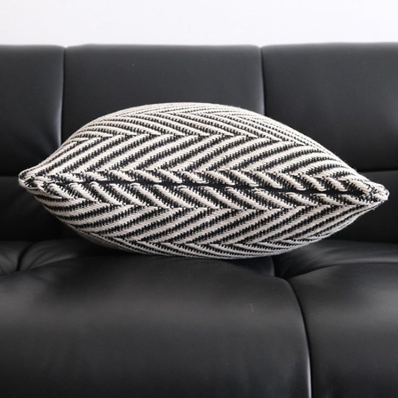 vctops Boho Throw Pillow Cover Black and White Knitted Woven Pillow Cushion Cover Arrow Knit Decoration Square Pillowcase for Sofa Couch Bedroom Living Room - 20"x20" - Image 4