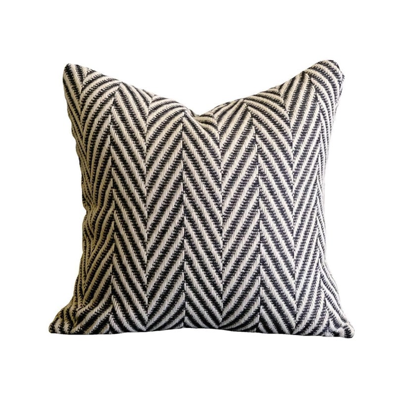 vctops Boho Throw Pillow Cover Black and White Knitted Woven Pillow Cushion Cover Arrow Knit Decoration Square Pillowcase for Sofa Couch Bedroom Living Room - 20"x20" - Image 1