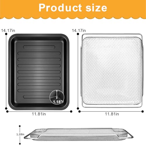 GCQFZ Air Fryer Toaster Oven Accessories for COSORI Air Fryer Toaster Oven 32Qt 13 in 1 CS130-CFH CS130-AO 12 in 1 CO130-AO, Air Fryer Rack Basket Replacement Parts Grill Pan Plate Crisper Plate Tray - Image 2