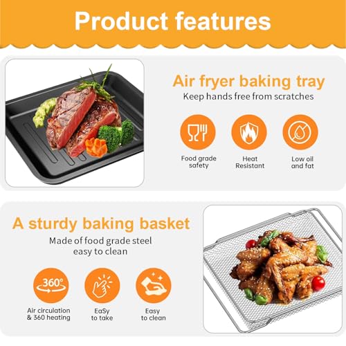 GCQFZ Air Fryer Toaster Oven Accessories for COSORI Air Fryer Toaster Oven 32Qt 13 in 1 CS130-CFH CS130-AO 12 in 1 CO130-AO, Air Fryer Rack Basket Replacement Parts Grill Pan Plate Crisper Plate Tray - Image 4