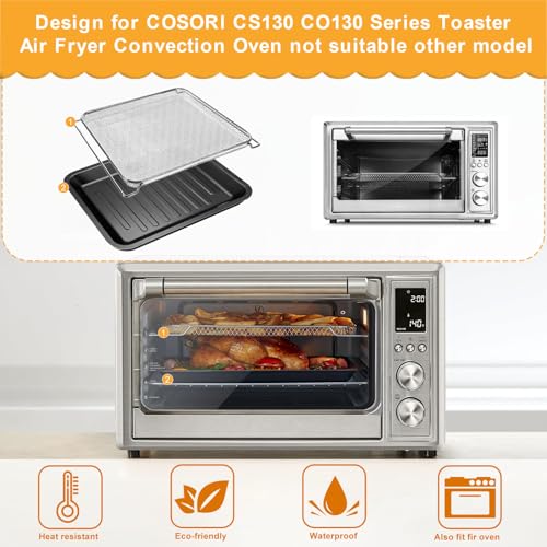 GCQFZ Air Fryer Toaster Oven Accessories for COSORI Air Fryer Toaster Oven 32Qt 13 in 1 CS130-CFH CS130-AO 12 in 1 CO130-AO, Air Fryer Rack Basket Replacement Parts Grill Pan Plate Crisper Plate Tray - Image 3