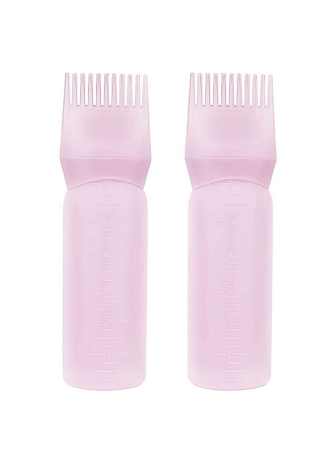 Yebeauty Root Applicator Bottle, 2 Pack 6 Ounce Comb Applicator Bottle For Hair Dye Bottle Applicator Brush With Graduated Scale- Pink - Image 1