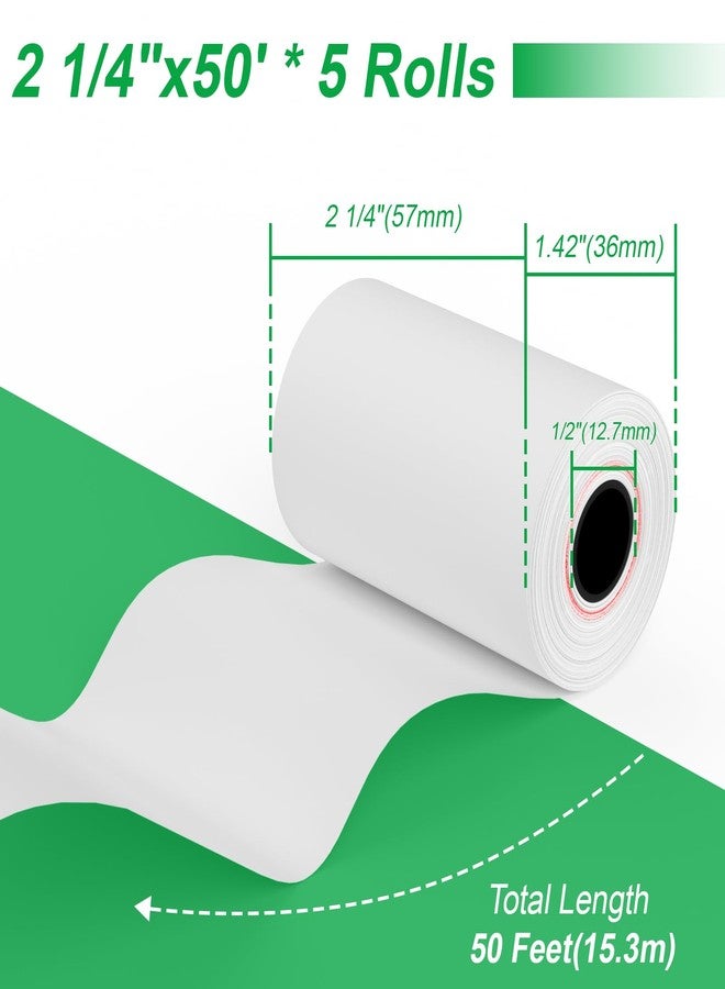 OausTect Thermal Paper Rolls 2.25 x 50 ft, 5 Rolls Credit Card Receipt Paper 2 1/4 x 50, Premium Thermal Receipt Paper Fits All 58mm Mini POS Thermal Printer (2 1/4" x 50' Thermal Paper Rolls) - Image 4