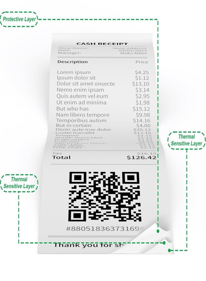OausTect Thermal Paper Rolls 2.25 x 50 ft, 5 Rolls Credit Card Receipt Paper 2 1/4 x 50, Premium Thermal Receipt Paper Fits All 58mm Mini POS Thermal Printer (2 1/4" x 50' Thermal Paper Rolls) - Image 5