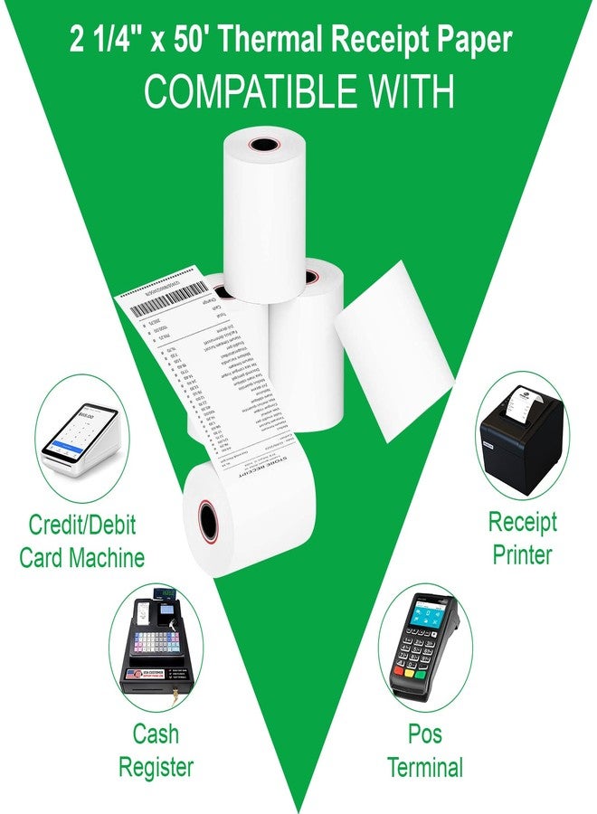 OausTect Thermal Paper Rolls 2.25 x 50 ft, 5 Rolls Credit Card Receipt Paper 2 1/4 x 50, Premium Thermal Receipt Paper Fits All 58mm Mini POS Thermal Printer (2 1/4" x 50' Thermal Paper Rolls) - Image 2