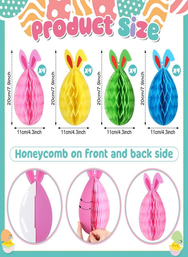 Arrowbash مجموعة Arrowbash من 36 قطعة من زينة عيد الفصح على شكل قرص العسل، على شكل أرنب معلق على شكل قرص العسل، كرات مناديل ورقية، كرات صوفية على شكل قلب، قطع مركزية على شكل نبات الشامروك لديكورات زفاف عيد الفصح - Image 2