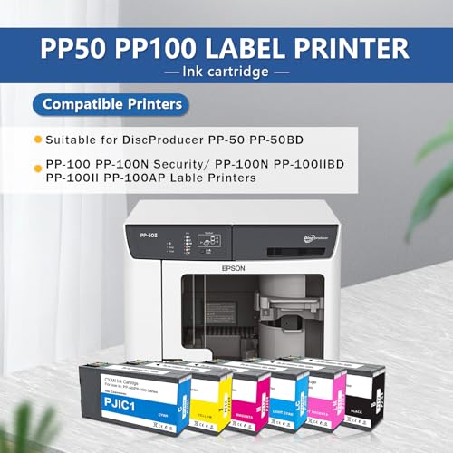YOUEXPERT PP50 PP100 Ink Cartridges 6 Color Set PJIC1 PJIC2 PJIC3 PJIC4 PJIC5 PJIC6 C13S02A9991 Suitable for DiscProducer PP-50 PP-100 Printers (Black, Cyan, Magenta, Yellow, Light Cyan, Light Magenta, 6Pcs) - Image 2