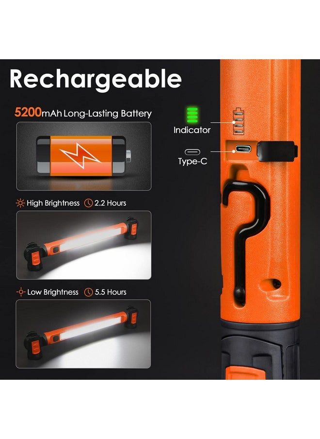 Work Light, 2500LM Bright LED Work Lights, 5200mAh Rechargeable Magnetic Underhood Work Light Bar with Hooks, Cordless Portable Work Lights for Mechanics for Car Repairing/Garage/Workshop/Emergency