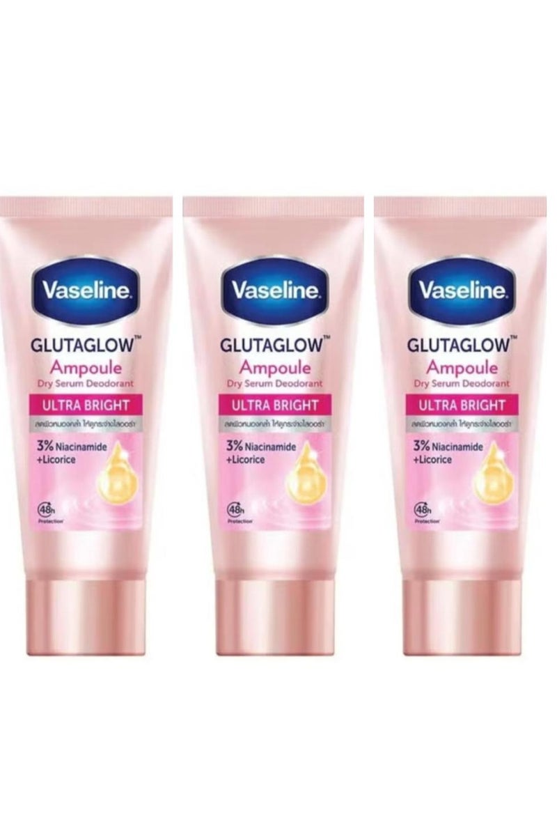 Vaseline Underarms Ultra Bright Dry Serum Glutaglow Deodorant Collagen + White and Smooth 3 pcs 3*45ml