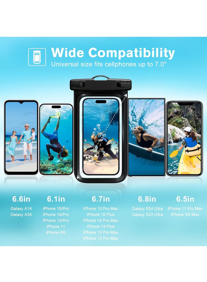 Rock Pow Waterproof Phone Pouch Universal Waterproof Case Dry Bag for iPhone 14 13 12 11 Pro Max Plus XS XR X 8 Galaxy S22 S21 S20 Pixel Up to 7 in  IPX8 Underwater Phone Protector 2 Pack - Image 3