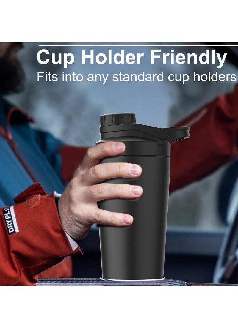 Excefore Shaker Bottle, Noise-Free Design, Patented 24 oz Insulated Metal Shakers Bottles Cup for Protein Mixes and Pre Workout 100% Leak Proof (Black) - Image 5