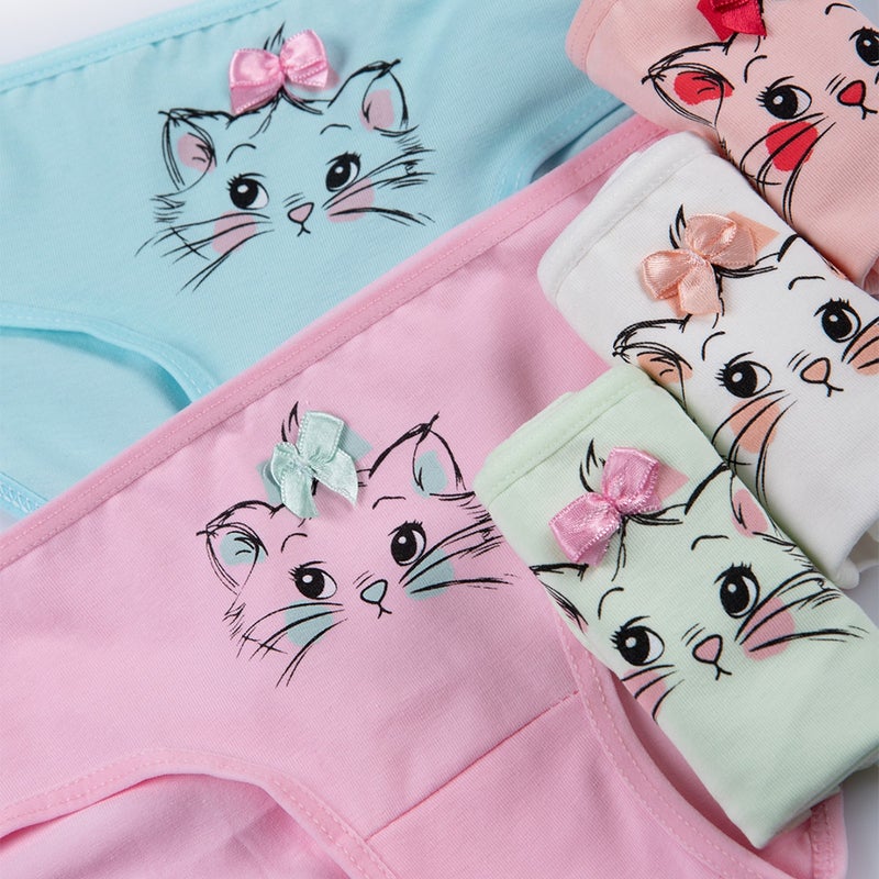Happyfox Cotton Girls' Mixcolor 5-Pack Printed Panties  - Image 1