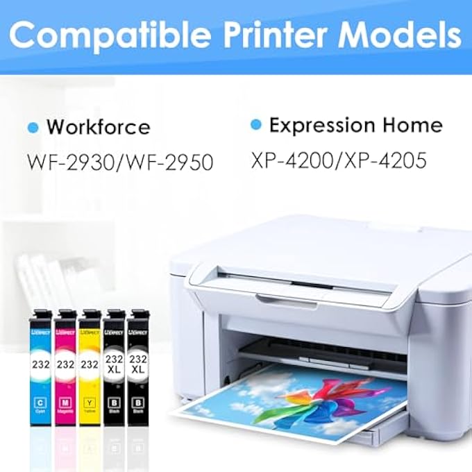 REMANUFACTURED INK CATRIDGES REPLACEMENT FOR 232 (BLACK, CYAN, MAGENTA, YELLOW, 5-PACK) - Image 3