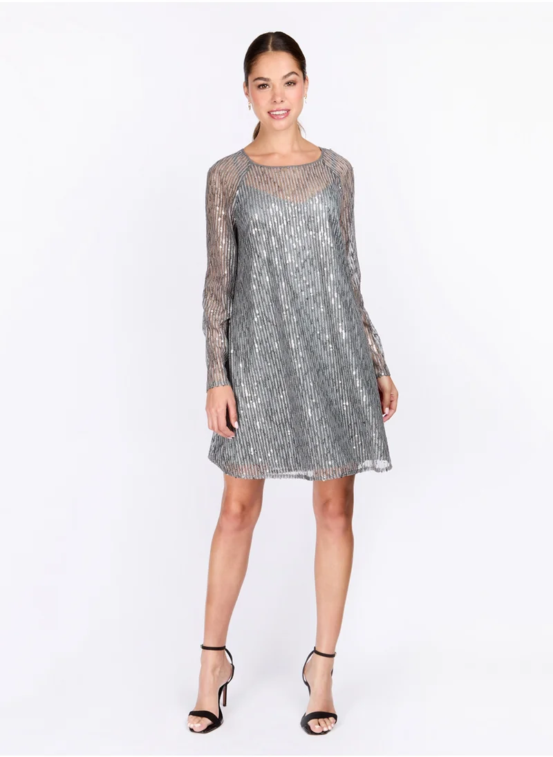 ليتل مسترس Patterned Crew Neck Dress
