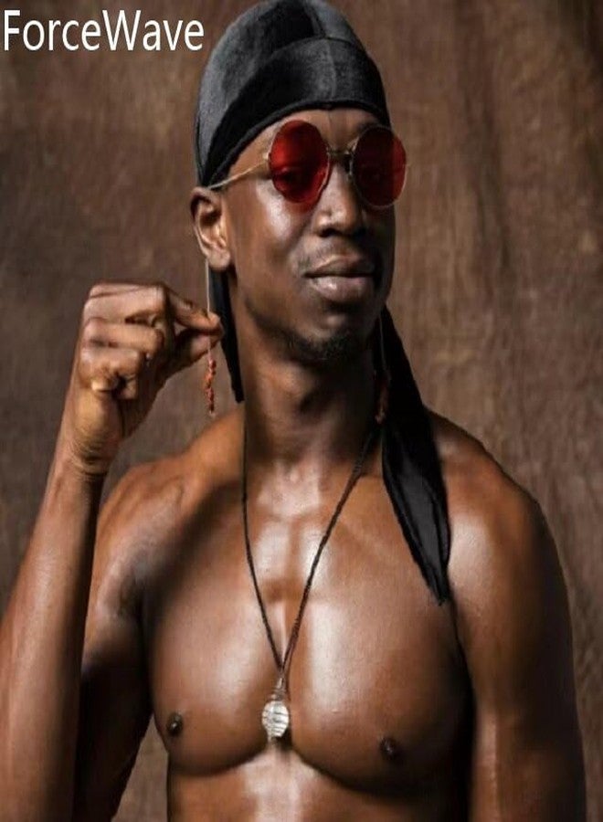 ForceWave Velvet Durags for Men Premium Du Rags Pack of 4 for Men Women with Long Tail and Wide Strap (Black Red Blue Green) - Image 4