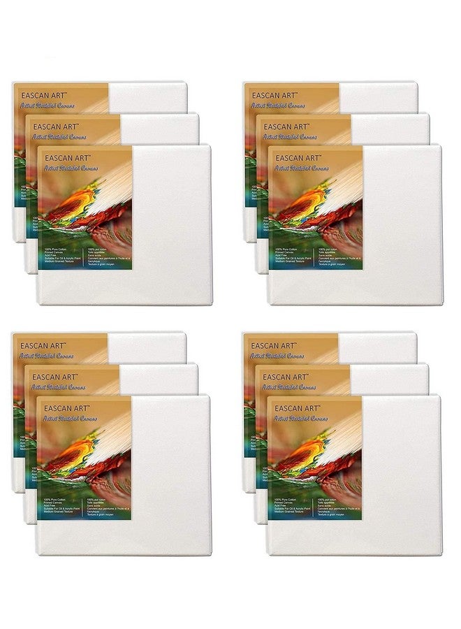 Eascan Art Painting Drawing and Sketch Accessories Mini Pre-Stretched Painting Canvas 10 Oz Super Saving Pack of 12 (8"x8") - Image 1