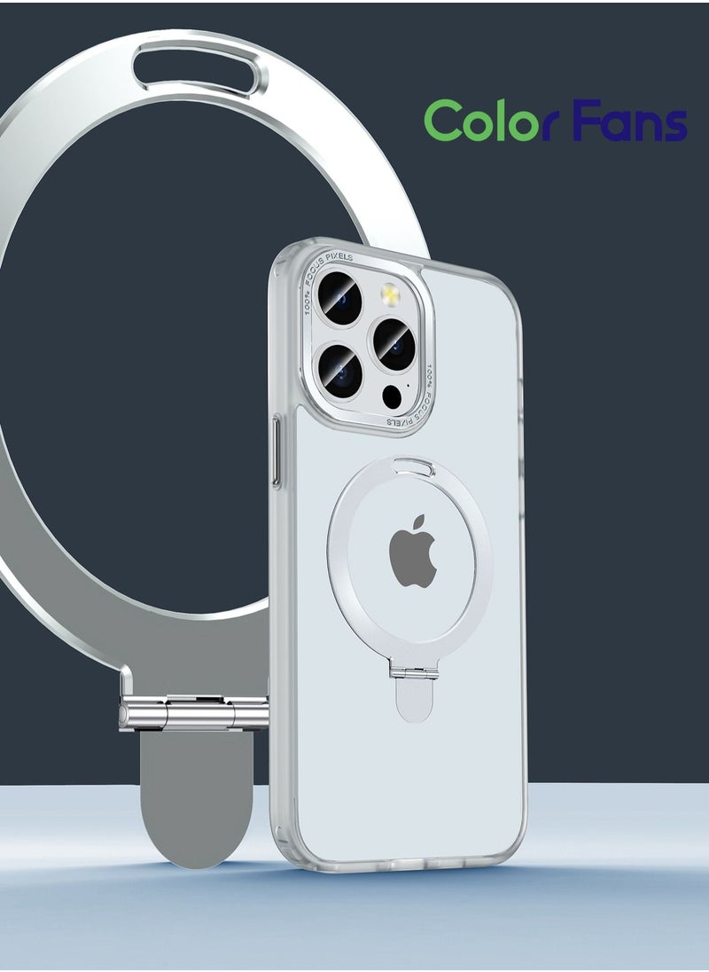 Color Fans - Case for iPhone 13 Pro 6.1 inch Shockproof Rubber Magnetic Invisible Stand Slim Matte PC Cover Compatible with MagSafe Case  White - Image 1
