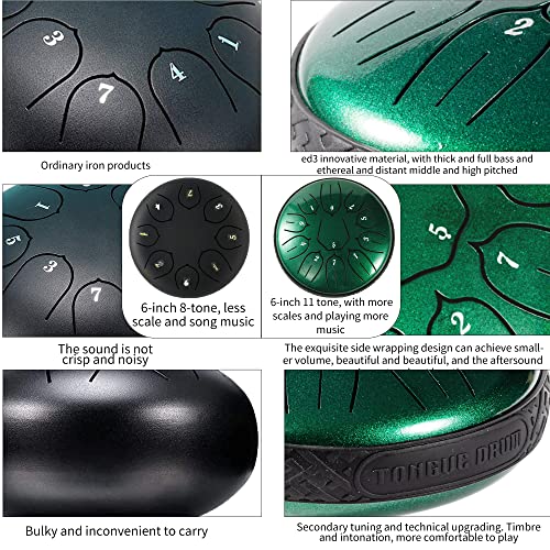 harmuhos Steel Tongue Drum 11 Note 6 Inches D-Key Tank Drum Handpan Drum Percussion Instrument for Meditation Entertainment Musical Education Concert Mind Healing Yoga - Image 2