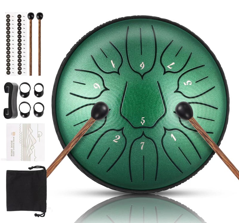 harmuhos Steel Tongue Drum 11 Note 6 Inches D-Key Tank Drum Handpan Drum Percussion Instrument for Meditation Entertainment Musical Education Concert Mind Healing Yoga - Image 1
