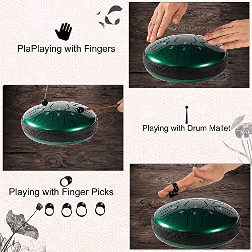 harmuhos Steel Tongue Drum 11 Note 6 Inches D-Key Tank Drum Handpan Drum Percussion Instrument for Meditation Entertainment Musical Education Concert Mind Healing Yoga - Image 4