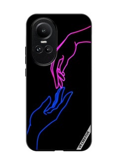 Protective Case Cover For Oppo Reno 10 Hands In Neon Lights Design Multicolour