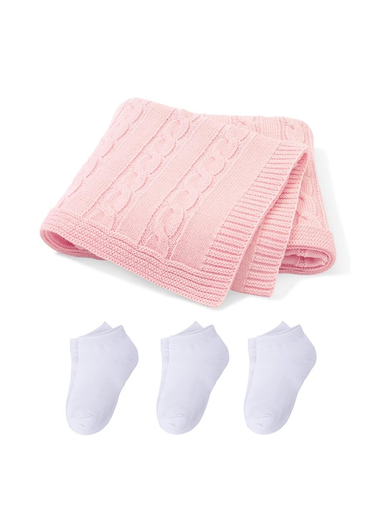 STAR BABiES Star Babies Buy 1 Get 3 (Buy Knitted Blanket 80 x 100cm with Get Kids Socks 3Pair Free)-Pink  - Image 1
