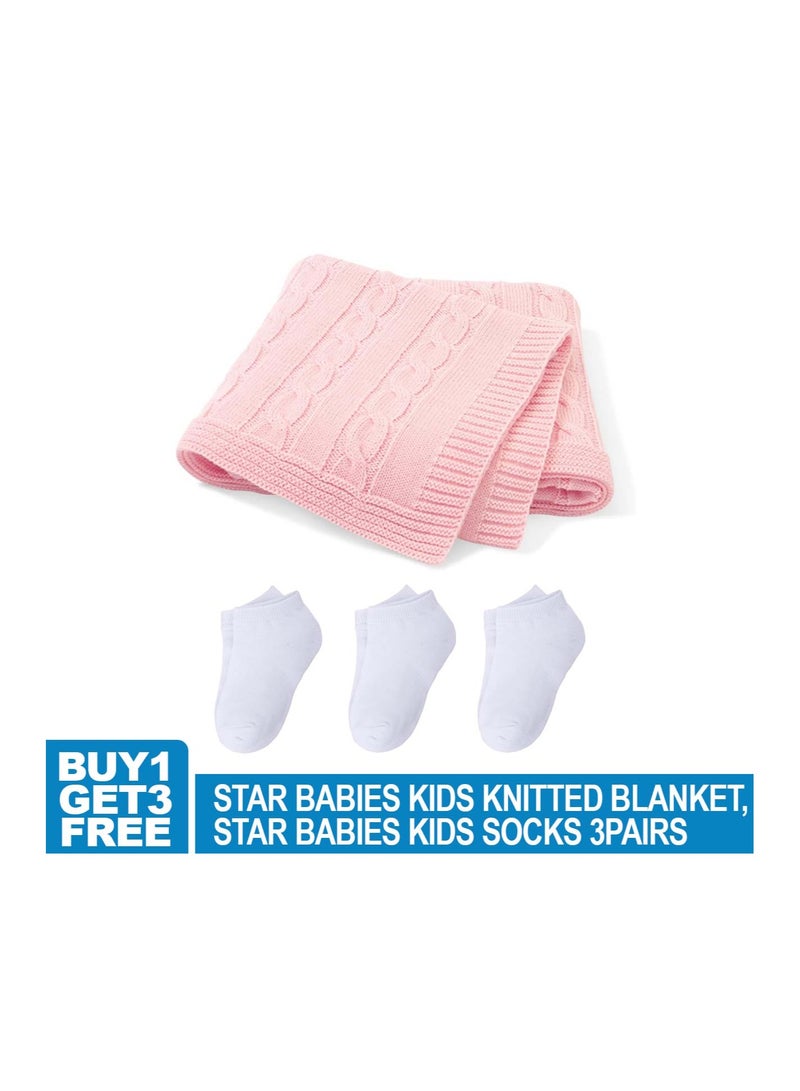 STAR BABiES Star Babies Buy 1 Get 3 (Buy Knitted Blanket 80 x 100cm with Get Kids Socks 3Pair Free)-Pink  - Image 2