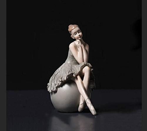 PINK FOREST Ballerina Girl Figurines Ballet Dancer Statue Art Sculpture Figure Resin Home Decoration Desk Ornament, Statuette for Your Desk/Bookshelf/Dinning Table (Grey) - Image 2