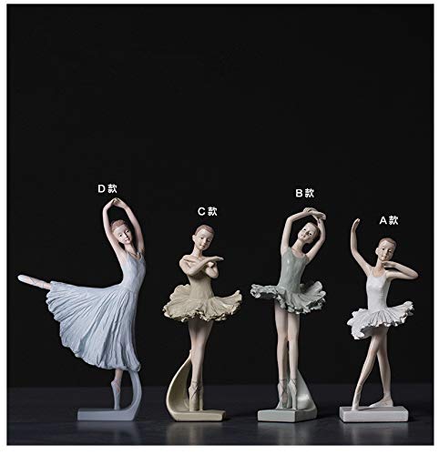 PINK FOREST Ballerina Girl Figurines Ballet Dancer Statue Art Sculpture Figure Resin Home Decoration Desk Ornament, Statuette for Your Desk/Bookshelf/Dinning Table (Grey) - Image 5