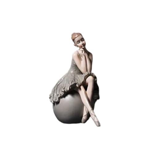 PINK FOREST Ballerina Girl Figurines Ballet Dancer Statue Art Sculpture Figure Resin Home Decoration Desk Ornament, Statuette for Your Desk/Bookshelf/Dinning Table (Grey) - Image 1