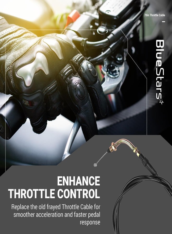 BlueStars 78-inch Throttle Cable - for GY6 50cc 80cc 125cc 150cc Tao Tao BWS Lancer Thunder Future Champion Ice Bear Jonway Roketa Wolf RX50 Wildfire Vespa Buggy Dazon Dongfang Scooter Moped Go Kart - Image 2