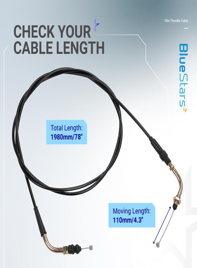 BlueStars 78-inch Throttle Cable - for GY6 50cc 80cc 125cc 150cc Tao Tao BWS Lancer Thunder Future Champion Ice Bear Jonway Roketa Wolf RX50 Wildfire Vespa Buggy Dazon Dongfang Scooter Moped Go Kart - Image 3