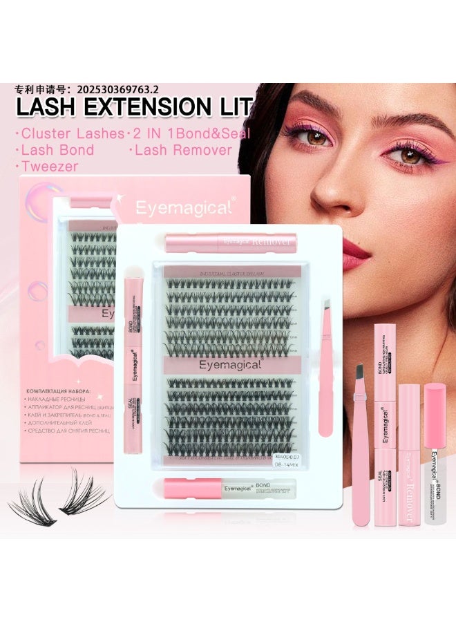 240 Pcs Lash Clusters, Self Adhesive Eyelashes Clusters Kit, Lash Adhesive Glue & Lash Tweezer Set Eyelash Extensions Wispy False Eyelashes Lash Clusters DIY Eyelash Extensions Individual False Eyelashes for Women - Image 1