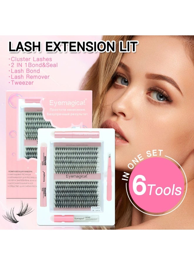 240 Pcs Lash Clusters, Self Adhesive Eyelashes Clusters Kit, Lash Adhesive Glue & Lash Tweezer Set Eyelash Extensions Wispy False Eyelashes Lash Clusters DIY Eyelash Extensions Individual False Eyelashes for Women - Image 5
