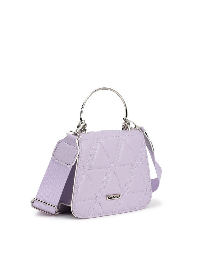 Fastrack Quilted Design Sling Bag For Womens, Ladies And Girls | Stylish And Trendy Handbag | Adjustable Sling Straps | Made Up Of Semi Pu Leather, Lilac - Image 3