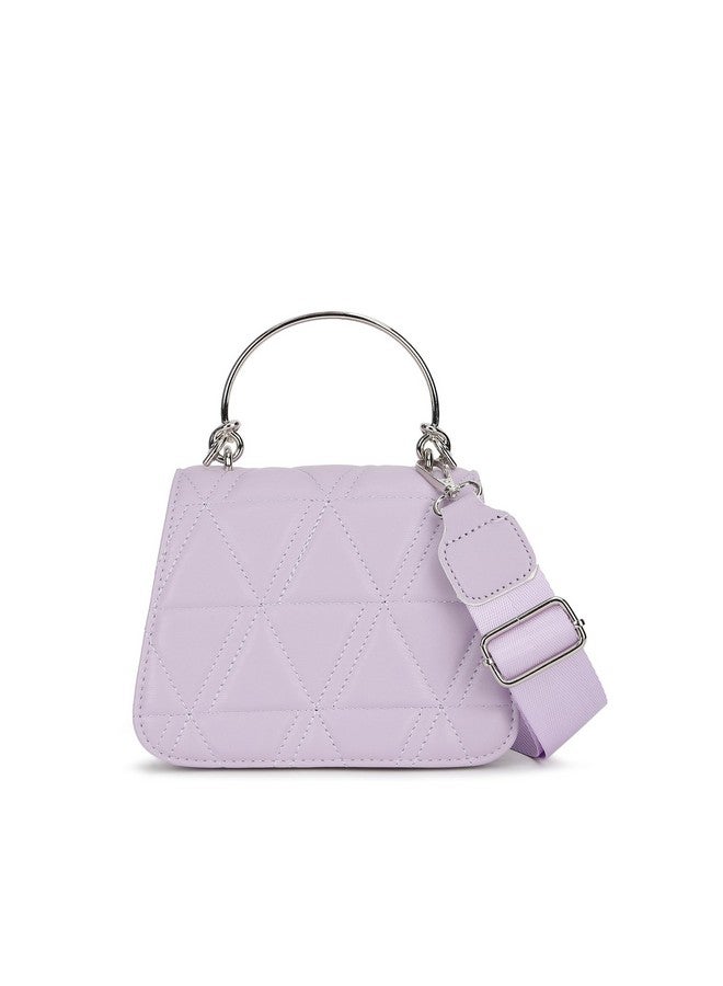 Fastrack Quilted Design Sling Bag For Womens, Ladies And Girls | Stylish And Trendy Handbag | Adjustable Sling Straps | Made Up Of Semi Pu Leather, Lilac - Image 4
