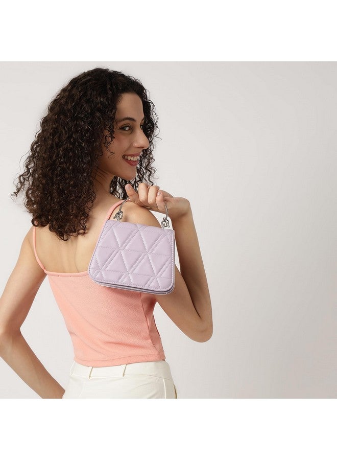Fastrack Quilted Design Sling Bag For Womens, Ladies And Girls | Stylish And Trendy Handbag | Adjustable Sling Straps | Made Up Of Semi Pu Leather, Lilac - Image 2