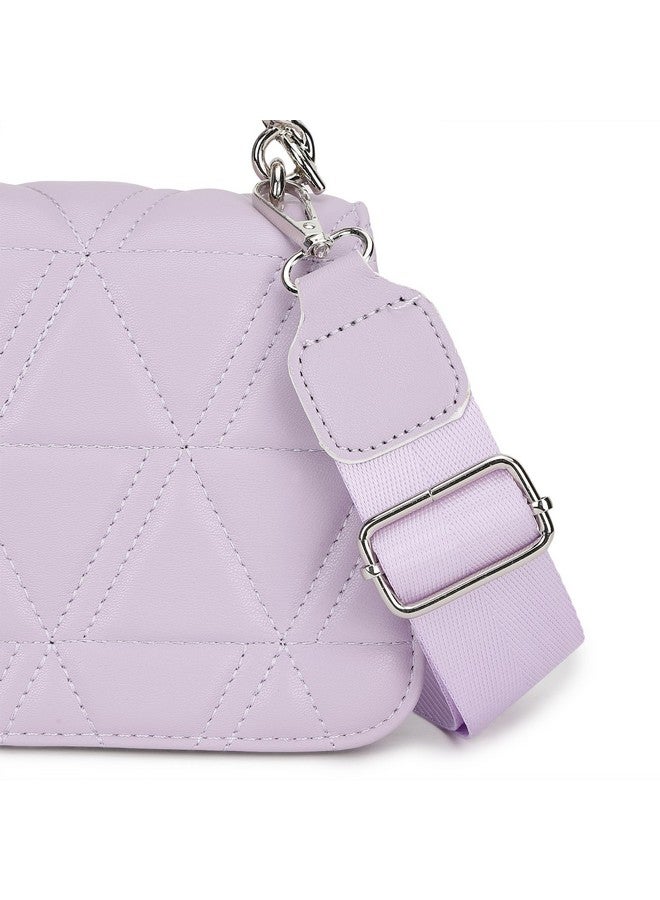 Fastrack Quilted Design Sling Bag For Womens, Ladies And Girls | Stylish And Trendy Handbag | Adjustable Sling Straps | Made Up Of Semi Pu Leather, Lilac - Image 5