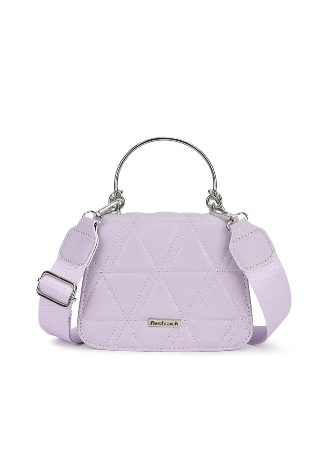 Fastrack Quilted Design Sling Bag For Womens, Ladies And Girls | Stylish And Trendy Handbag | Adjustable Sling Straps | Made Up Of Semi Pu Leather, Lilac - Image 1